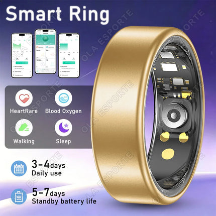 2026 Smart Ring Blood Pressure Heart Rate Sleep Monitoring Smart Ring IP68 & 5ATM Waterproof Multi-sport Mode Smartring Man Wome