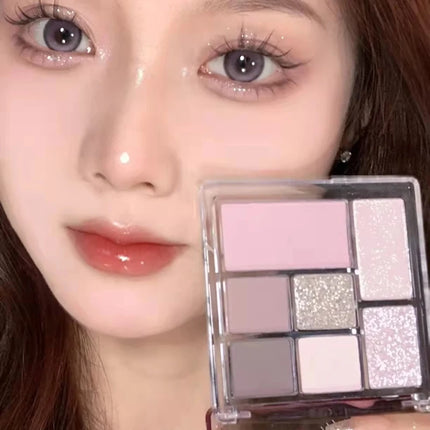 New 7 Color Eyeshadow Palette Pearly Matte Glitter Eyeshadow Makeuo Palette Shiny Eye Shadow Eye Pigments Purple Brown Cosmetics