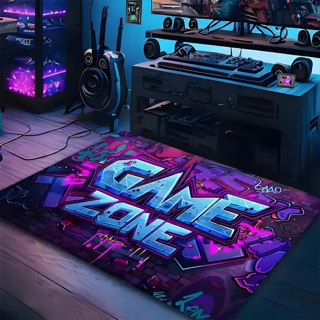 Colorful Gamepad Pattern Mat Carpet Multiple Controllers Design Rug for Decoration Gaming Theme Living Room Floor Room Decor
