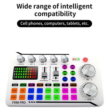 F998 Pro Sound Card Professional Bluetooth-Compatible Studio Record For Phone PC Audio Mixing Console Amplifier