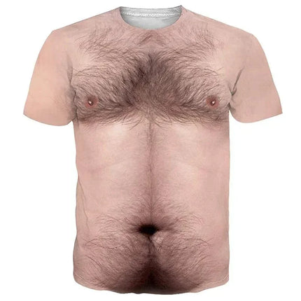Funny Muscle Body 3D Printed T-shirt Mlae  Designer Clothes Streetwear Short Sleeve Top Tees Ugly Chest Hair T Shirt Clothing ﻿