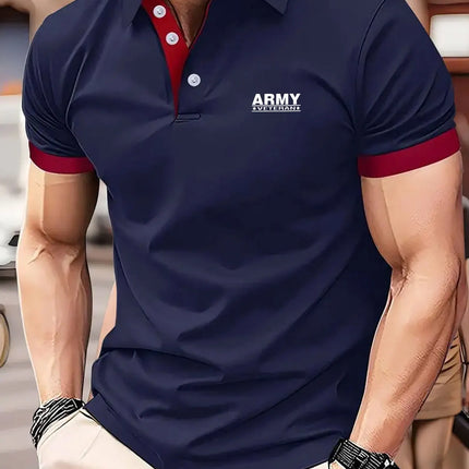 Men's Casual V-neck T-shirt Short Sleeved Summer Men's Comfortable Breathable Regular Fit Casual Golf Polo Shirt Polo Collar