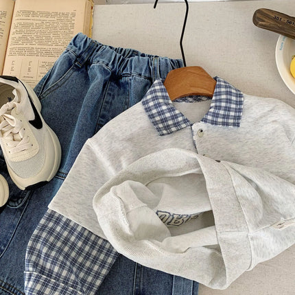 Children Polo Shirts  2025 Spring Sweatshirts for Boys Girls Plaid Kids Pullovers Cotton Toddler Outfits Baby Sweater Clothing
