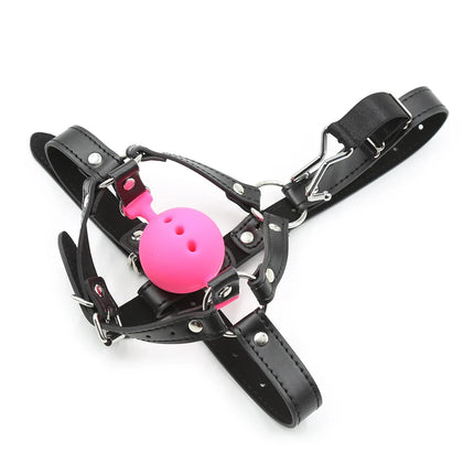 Couples Cosplay Open Mouth Gag BDSM Bondage Restraints Breathable Ring Harness Strap Fetish Silicone Gag Ball Sex Toys For Women