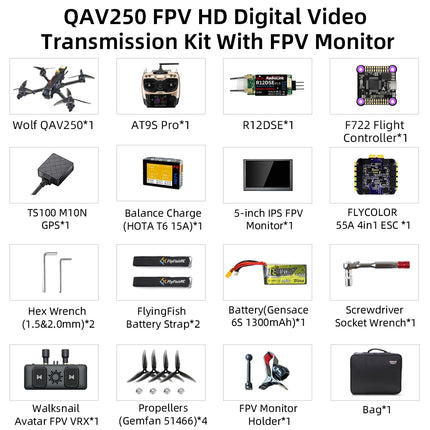Radiolink Wolf QAV250 FPV Drone 15 Min Flight  GPS 180KM/H at PosHold Flight Mode Real-time Image Transmission Racing drone Quad
