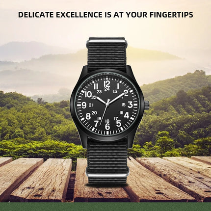 TPW Air Force Field Watch Fabric Strap 24 Hours Display Quartz Movement 42mm Dial