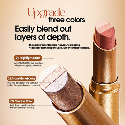 Three-Color Glitter Eyeshadow Stick Matte Long-Lasting Easy to Color Eye Makeup Stick for Effortless Look Enhancement
