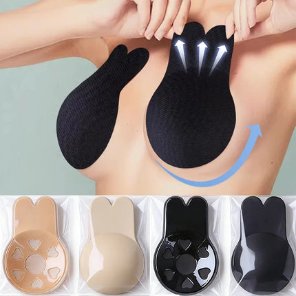 New Silicone Strapless Invisible Bra Pads Women Push Up Bras Self Adhesive Reusable Sticky Breast Lift Tape Rabbit Nipple Cover