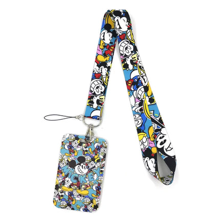Mickey mouse Neck Keychain Necklace Webbings Ribbons Anime Cartoon Neck Strap Lanyard ID badge Holder Keychain Lanyards kids