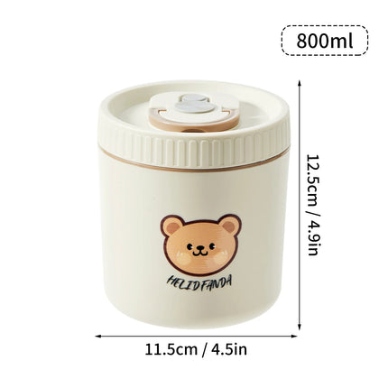 WORTHBUY Microwave Sealed 304 Stainless Steel Thermal Bento Lunch Box Large Capacity Cute Insulated Food Container For Students