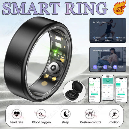All Size（6-14） Smart Ring for Women Men Healthy Heart Rater Blood pressure Monitor Waterproof Take Photo Control Smartring Sport