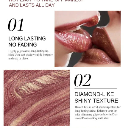 Glitter Pearlescent Crayon Lipstick Quicksand Golden Shining Non-stick Cup Shiny Lip Tint Fine Shimmer Lip Liner Stick Makeup
