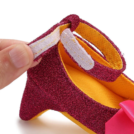 Princess Style Newborn Baby Girl Cute Shoes Solid Color Bow High Heels First Step Toddler Walk Party Dress Footwear