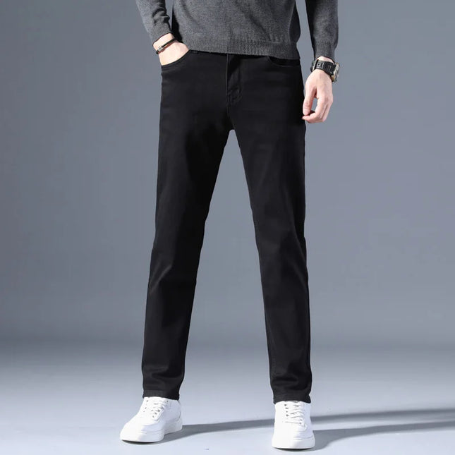 2026 Classic Men Straight Jeans Homme Pantalon Streetwear Soft Black Blue Masculino Denim Mans Pants