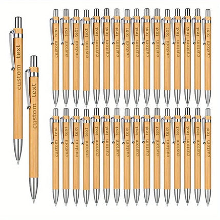 20/50/110PCS Customizable Bamboo Ballpoint Pens Smooth Writing Ideal for School Teachers Offices Advertising Promotional Pens