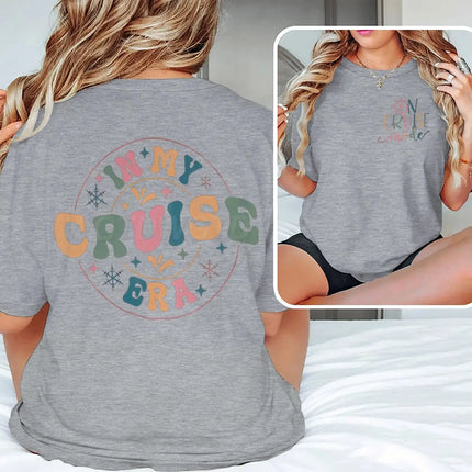 "In My Cruise Era" Graphic T Shirts Women Men "On Cruise Mode" Print Casual Tops Retro Cruise Crewneck Short Sleeve T-shirt