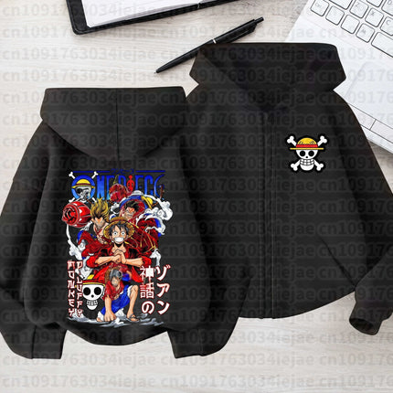 2026 One Piece Anime Hoodie Zipper Hoodie Men Women Luffy Print Graphic Streetwear Casual Pullover Long Sleeve Tops Autumn