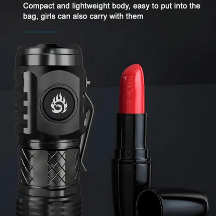 Portable Mini LED Flashlight Powerful 3*Wick Small Pocket Torch Rechargeable Strong Light Lantern Super Bright Cap Clip Lamp