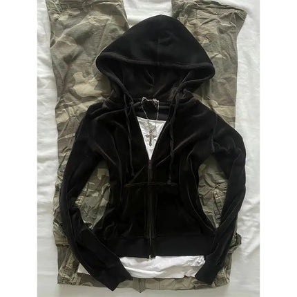 Pink leopard print hooded zipper long-sleeve sweatshirt for spring and autumn comfortable slim fit fashionable street wear 2000s