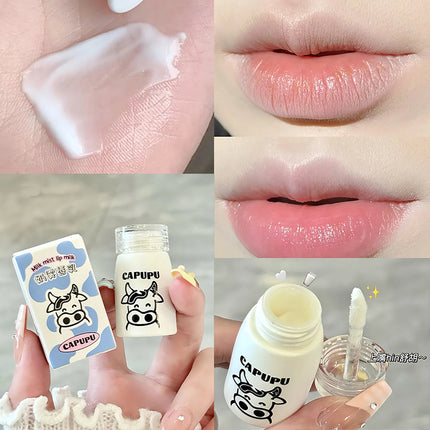 Natural Milk Flavor Moisturizing Lip Balm Cream Transparent Jelly Lipstick Lips Plumper Autumn and Winter Lips Care Serum Primer
