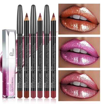 Silky Matte Lip Liner & Metallic Gloss Duo | All-Day Wear, Smooth Definition & High-Shine Finish | Gift Set for Everyday & Bold