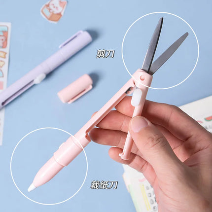 2 In 1 Multifunction Hand Account Cutting Folding Scissors Mini Engraving Knife Scissors Paper Trimming Utility Knife For Office