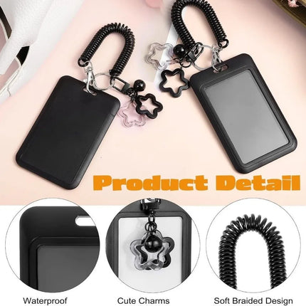 Cute Colorful ID Card Holder Clear Acrylic Star-Shaped Retractable Holder Keychain Design Keychain Holder Campus ID