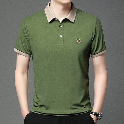 2024 Men's New Embroidered Cotton Business Casual Short Sleeve POLO Shirt Fashion Short Sleeve Comfortable and Breathable Top
