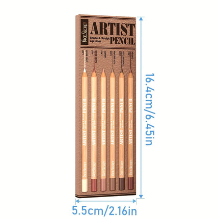 [Velvet Matte Lip Liner] 6pcs Long-Lasting Velvet Matte Lip Liner Pencils Set | Non-Drying & Perfect for Lining & Filling Lips