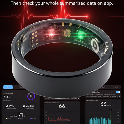 2024 COLMI R09 Smart Ring Men Women with Charging Case, Body Temperature Health and Sleep Monitor For Xiaomi Samsung Phone