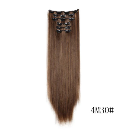 16 Clips in Hair Extensions 24Inchs Long Straight Hairstyle Synthetic Blonde Black Hairpieces Heat Resistant Fake Hair 6Pcs/Set