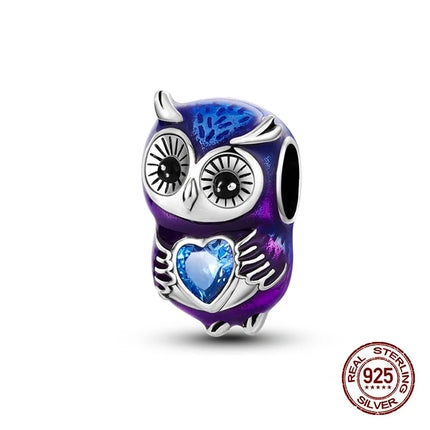 100% 925 Sterling Silver Graduation Season Series Owl Bachelor's Hat Charms Beads Fit 3mm 925 Original Bracelets DIY Jewelry