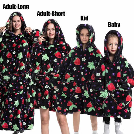 Plush Fleece Family Matching Hoodie Girl Sweatshirt Homewear Men Women Children Thick Pullover Oversize Winter Sherpa Blanket
