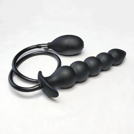 Super Long 5 Beads Inflatable Anal Plug Silicone Column Expandable Big Butt Plug Dildo Pump Ass Dilator Bdsm Sex Toy for Couples