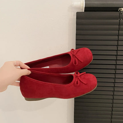 Spring Autumn Internal Elevation Women Mary Jane Shoes Ladies Outdoor Comfort Slip On Women's Butterfly-knot Ballet Shoes