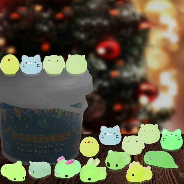 12/36PCS for Kids Kawaii Animal Squishies Mochi Squishy Toys Glow in The Dark Party Favors Stress Relief Squishy