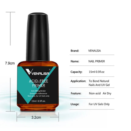 Venalisa 15ml Nail Prep Dehydrator Fast Air Dry Acid-Free Primer Bond Anti-off Prevention Long Lasting For Nail Gel Polish