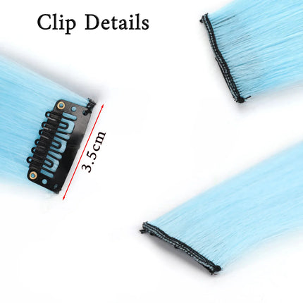 20 Inch Glow in the Dark Hair Extensions Clip Luminous Colored Hairpieces Party Rainbow Hair Clips Synthetic Straight Wig