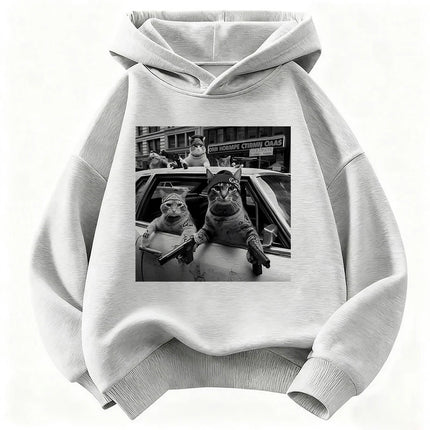 Streetear Hip Hop Cat Design Hoodie Kids Children's Sweatshirt Cute Harajuku Hoody for Boys Girls Autumn Winter Casual Hoodies