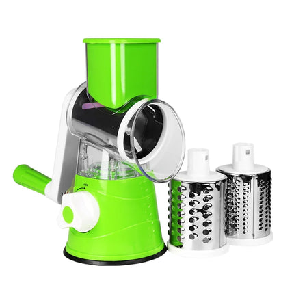 Vegetable Cutter Manual Rotary Cheese Graters Round Mandoline Slicer Shredder With 3 Stainless Steel Blades Kitchen Accessories