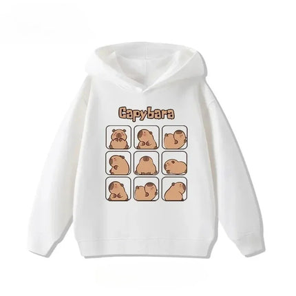 Cartoon Capybara Print Children's Hoodies Casual Fashion Comfortable Cute Boy Girl Hooded Sweatshirt Warm Pullover Autumn Winter