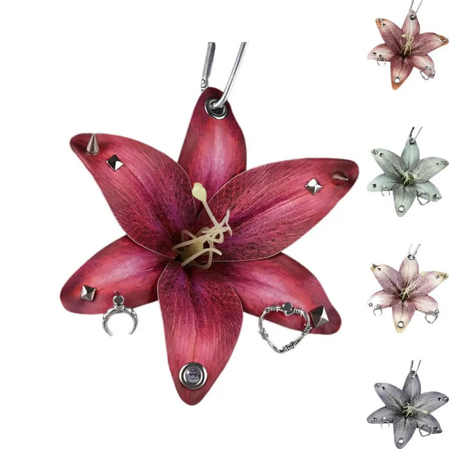 Simulation Flower Orchid Lily Keychain Backpack Decoration Colorful Flower Bag Pendant Handmade Drilling and Puncture