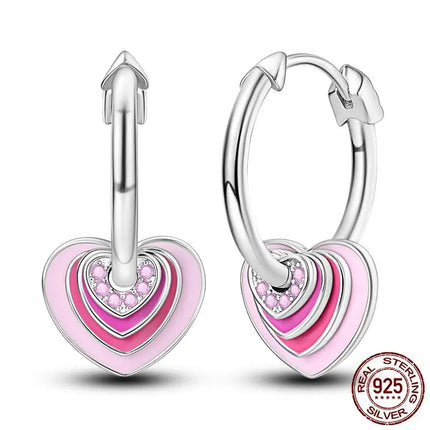 Luminous Shell Women Earrings Original 925 Sterling Silver Pave CZ Star Moon Hoop Earrings Engagement Wedding Jewelry