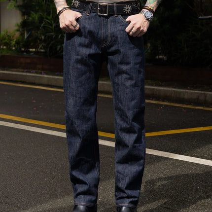 Red Tornado 12.5oz Selvedge Jeans Slim Straight Leg Vintage Workwear Style Summer Five Pocket Denim Pants