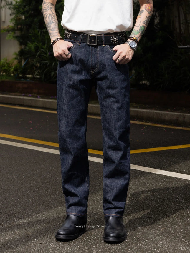 Red Tornado 12.5oz Selvedge Jeans Slim Straight Leg Vintage Workwear Style Summer Five Pocket Denim Pants
