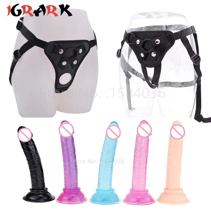 Hot Sale Black Leather Pants Dildo Holder Erotic Sex Toys for Women Men Lesbian Wearable Penis Panties Strap-on Cock Adult Games