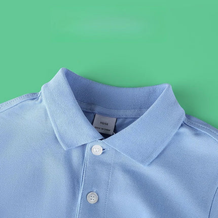 Spring Autumn Tops School Wear Clothing Blue White Cotton T-shirts Kids Boys Girls Polo Shirts 2025 New Arrival Children Casual