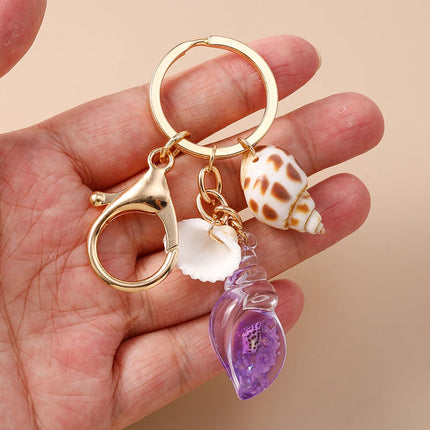 Fashion Summer Beach Shell Keychain Women Girls Conch Key Ring Pendants for Handbag DIY Handmade Jewelry Gifts
