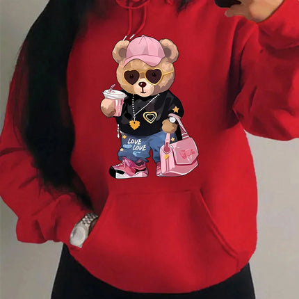 Cool Bear Sister Pattern Creative Design Women Clothes Creativity Fleece Hoodie Harajuku Pocket Pullovers Funny Autumn Hoody