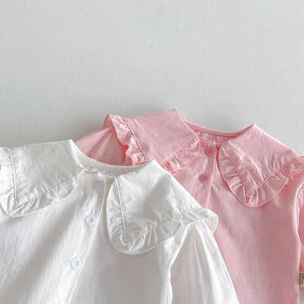 New stylish and fashionable spring and autumn baby shirt for infants and toddlers, long-sleeved shirt with a large lapel